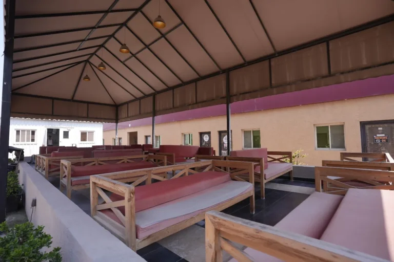 Open shaded dining area